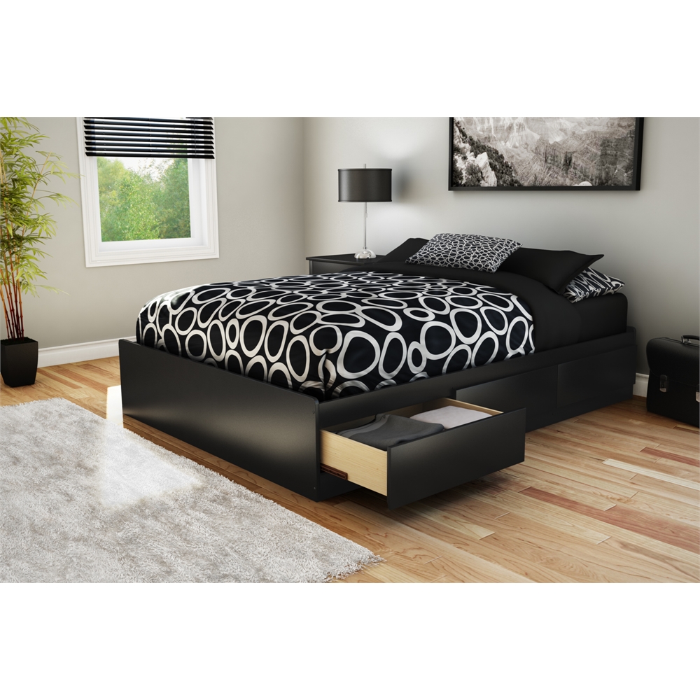 South Shore Step One Full Mates Bed (54'') with 3 Drawers, Pure Black. Picture 5