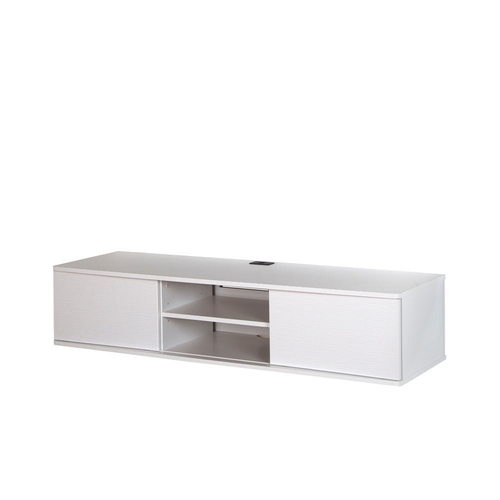 South Shore Agora 56" Wide Wall Mounted Media Console, Pure White. Picture 1