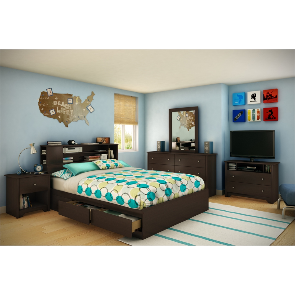 South Shore Vito Full/Queen Bookcase Headboard (54/60''), Chocolate. Picture 2