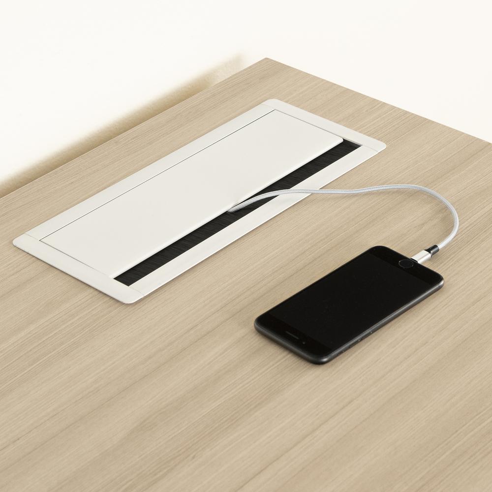 Helsy Computer Desk with Power Bar, Soft Elm. Picture 4