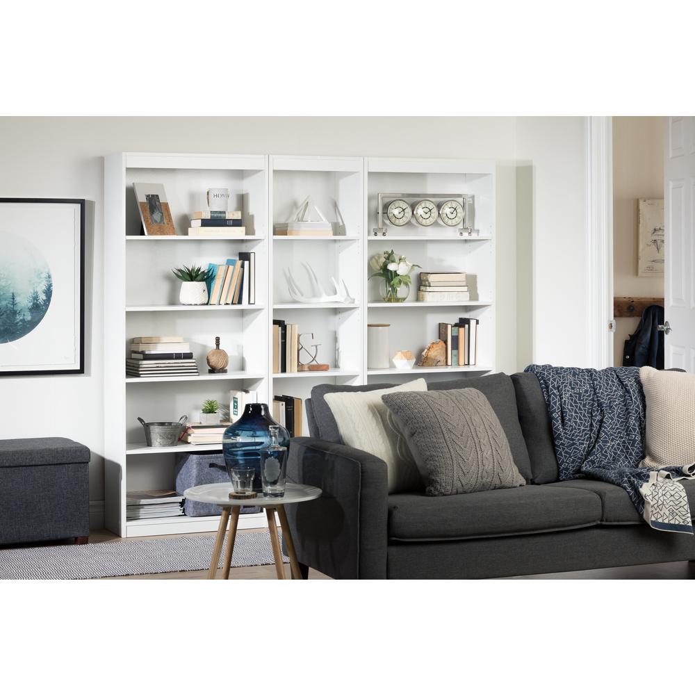 South Shore Axess 5-Shelf Narrow Bookcase, Pure White. Picture 3