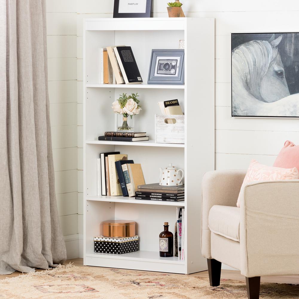 South Shore Axess 4-Shelf Bookcase, Pure White. Picture 1