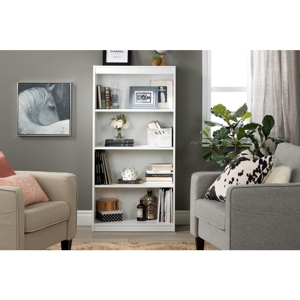 South Shore Axess 4-Shelf Bookcase, Pure White. Picture 3
