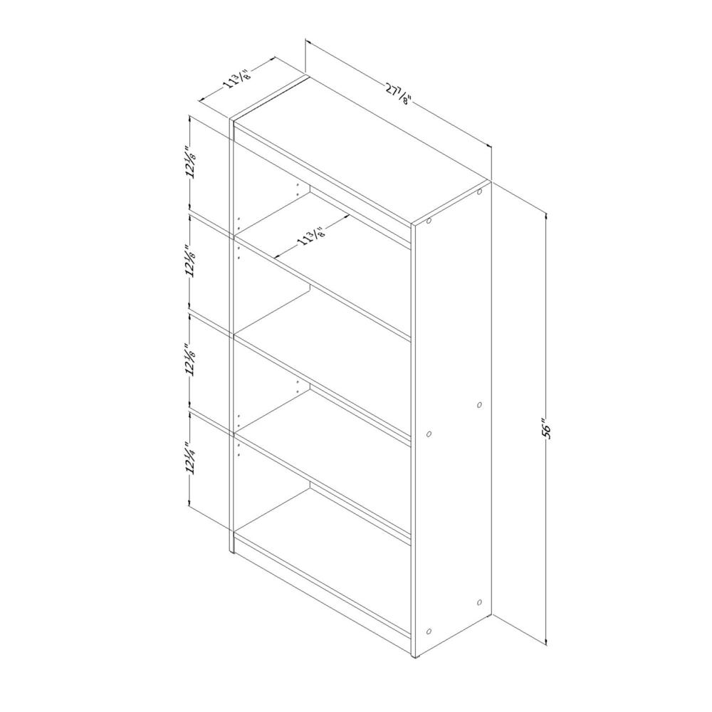 South Shore Axess 4-Shelf Bookcase, Pure White. Picture 4