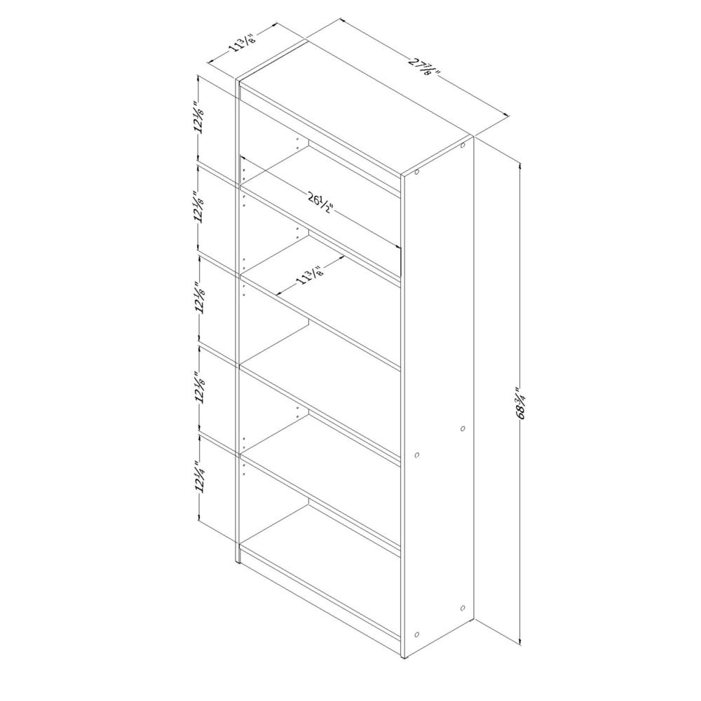 Axess 5-Shelf Bookcase, Pure White. Picture 2