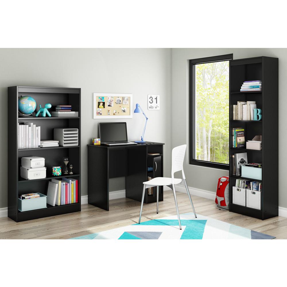 South Shore Axess 5-Shelf Narrow Bookcase, Pure Black. Picture 3