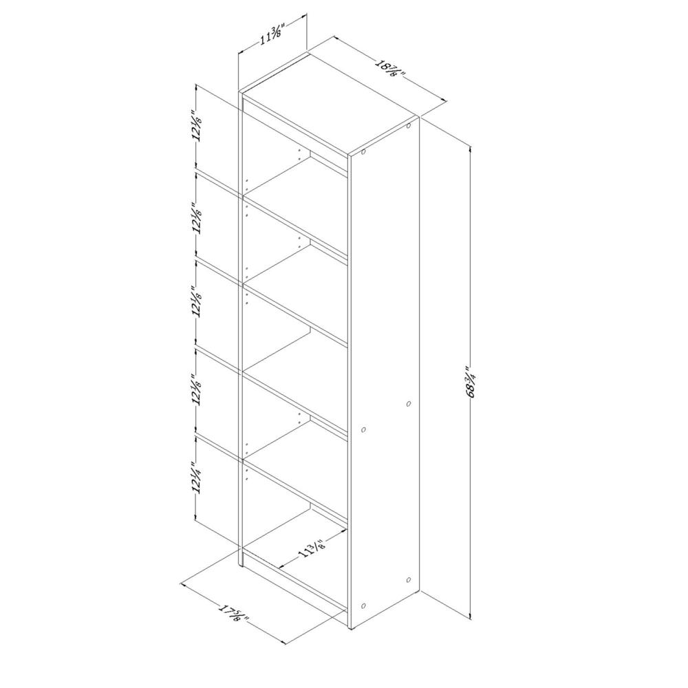 South Shore Axess 5-Shelf Narrow Bookcase, Pure Black. Picture 4