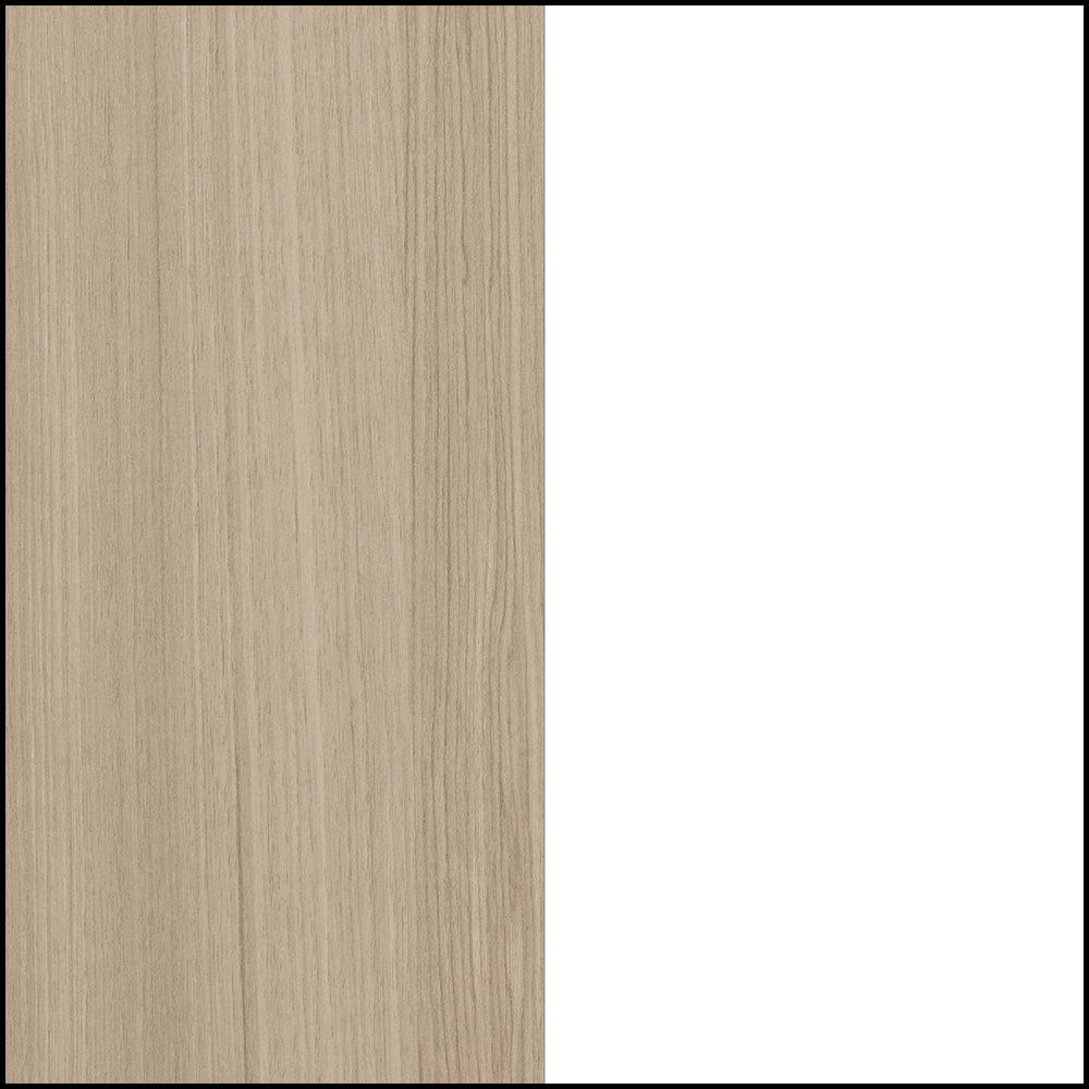 Munich Platform Bed with Headboard, White and Soft Elm. Picture 4