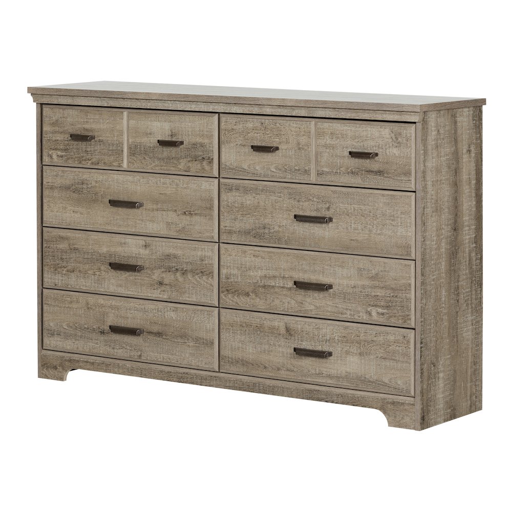 Versa 8-Drawer Double Dresser, Weathered Oak. Picture 1