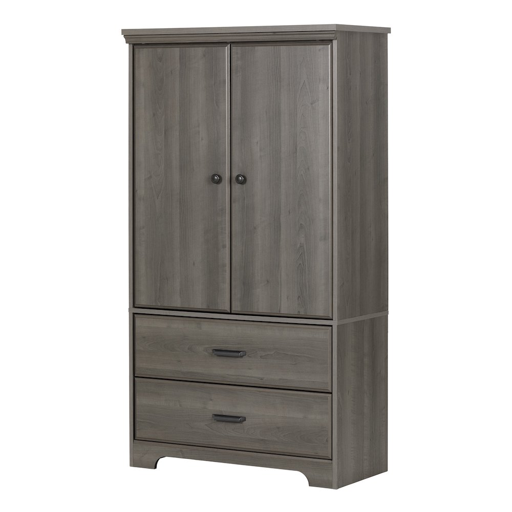 Versa 2-Door Armoire with Drawers, Gray Maple. Picture 1
