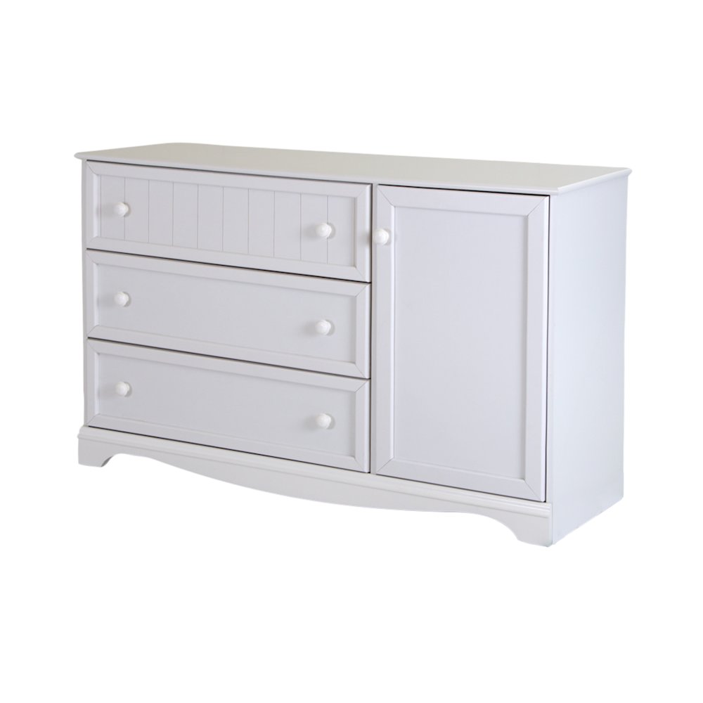 South Shore Savannah 3-Drawer Dresser with Door, Pure White. Picture 1