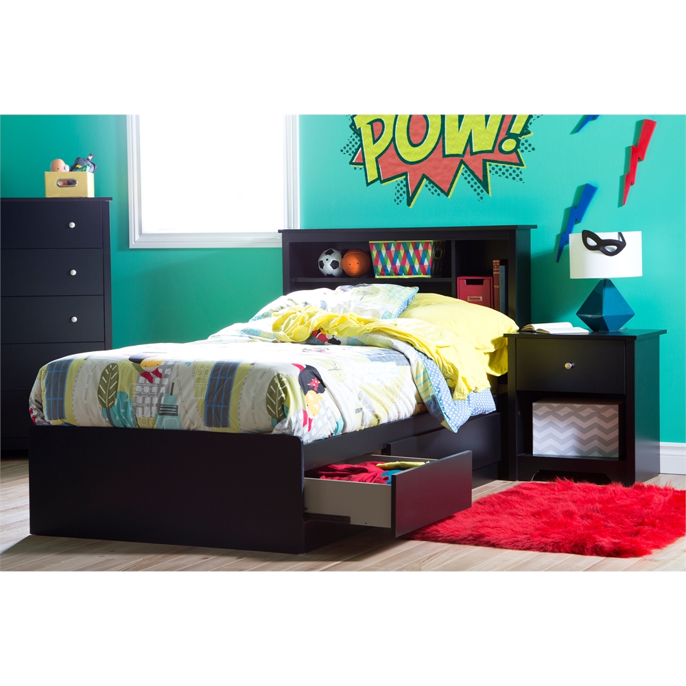 South Shore Vito Twin Bookcase Headboard (39"), Pure Black. Picture 5