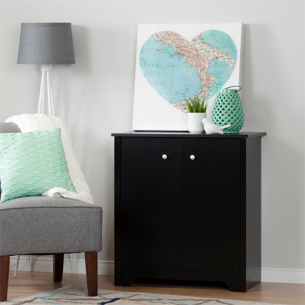 South Shore Vito Small 2-Door Storage Cabinet, Pure Black. Picture 2