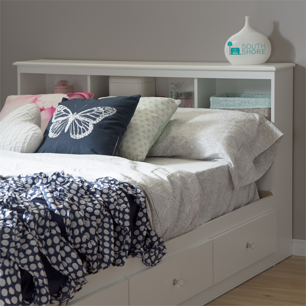 South Shore Crystal Full Bookcase Headboard (54''), Pure White. Picture 2