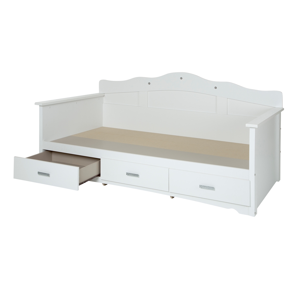 South Shore Tiara Twin Daybed with Storage (39"), Pure White. Picture 1