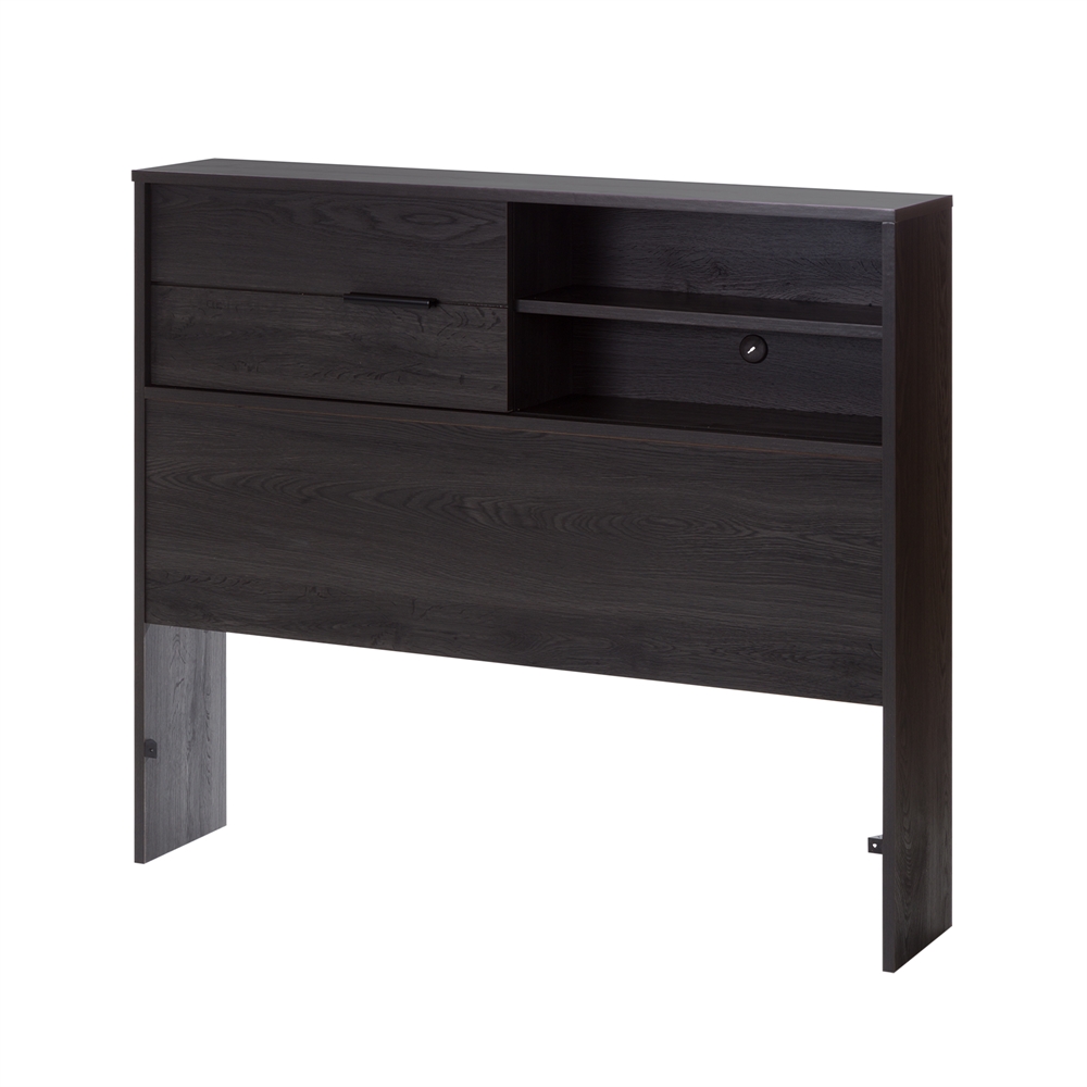 South Shore Fynn Twin Headboard with Storage (39"), Gray Oak. Picture 1