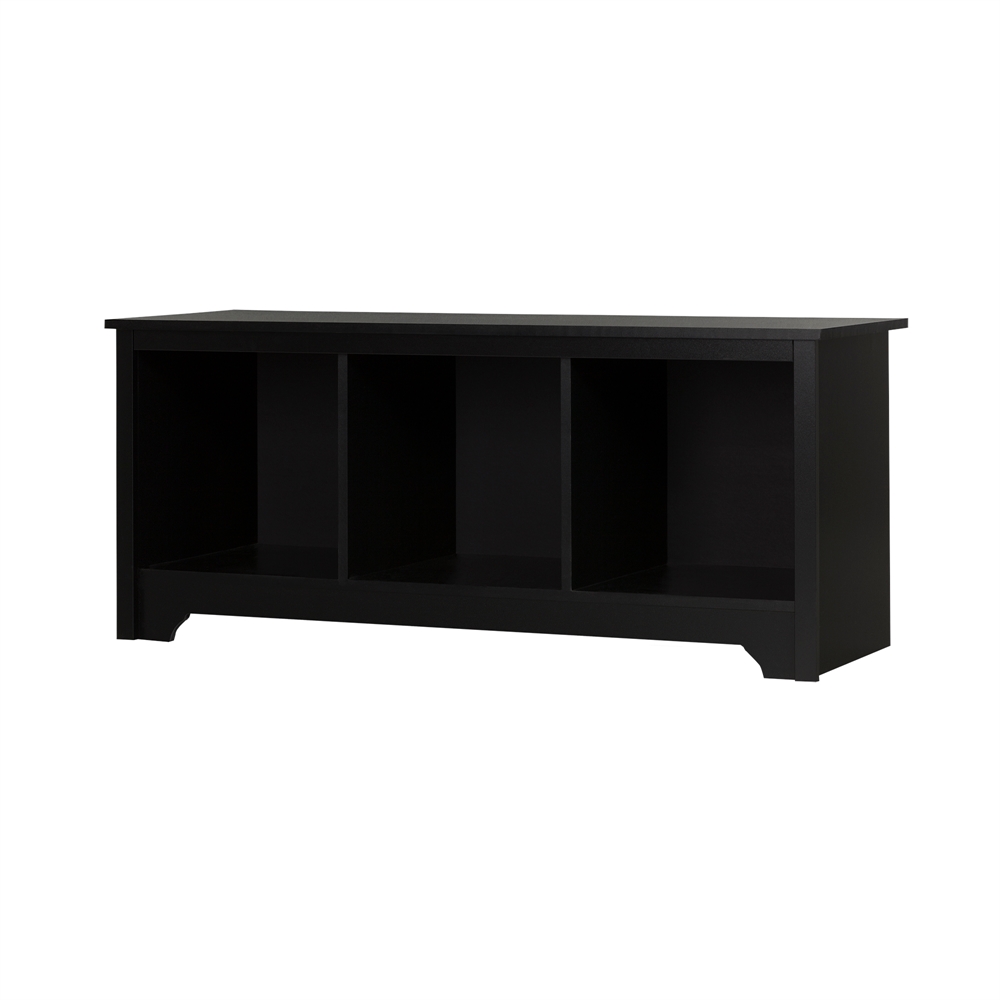 South Shore Vito Cubby Storage Bench, Pure Black. Picture 1
