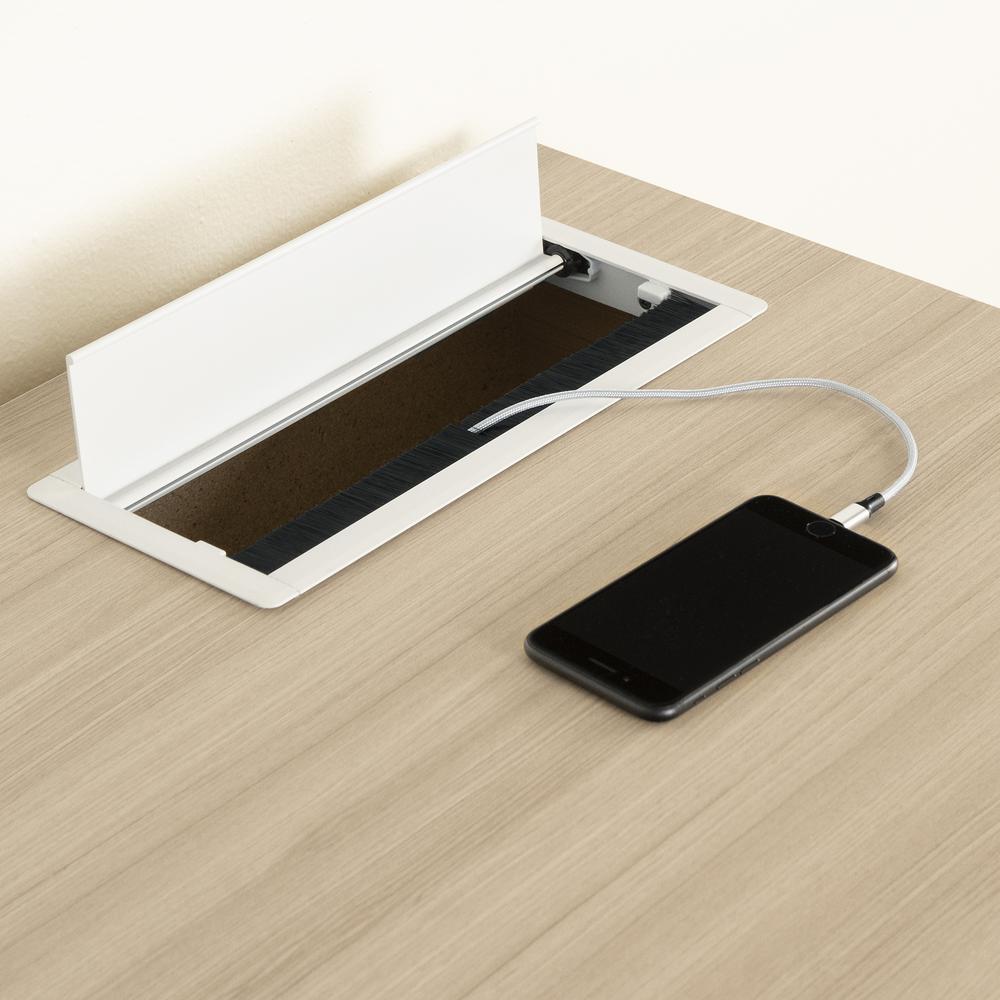 Helsy Computer Desk with Power Bar, Soft Elm. Picture 5