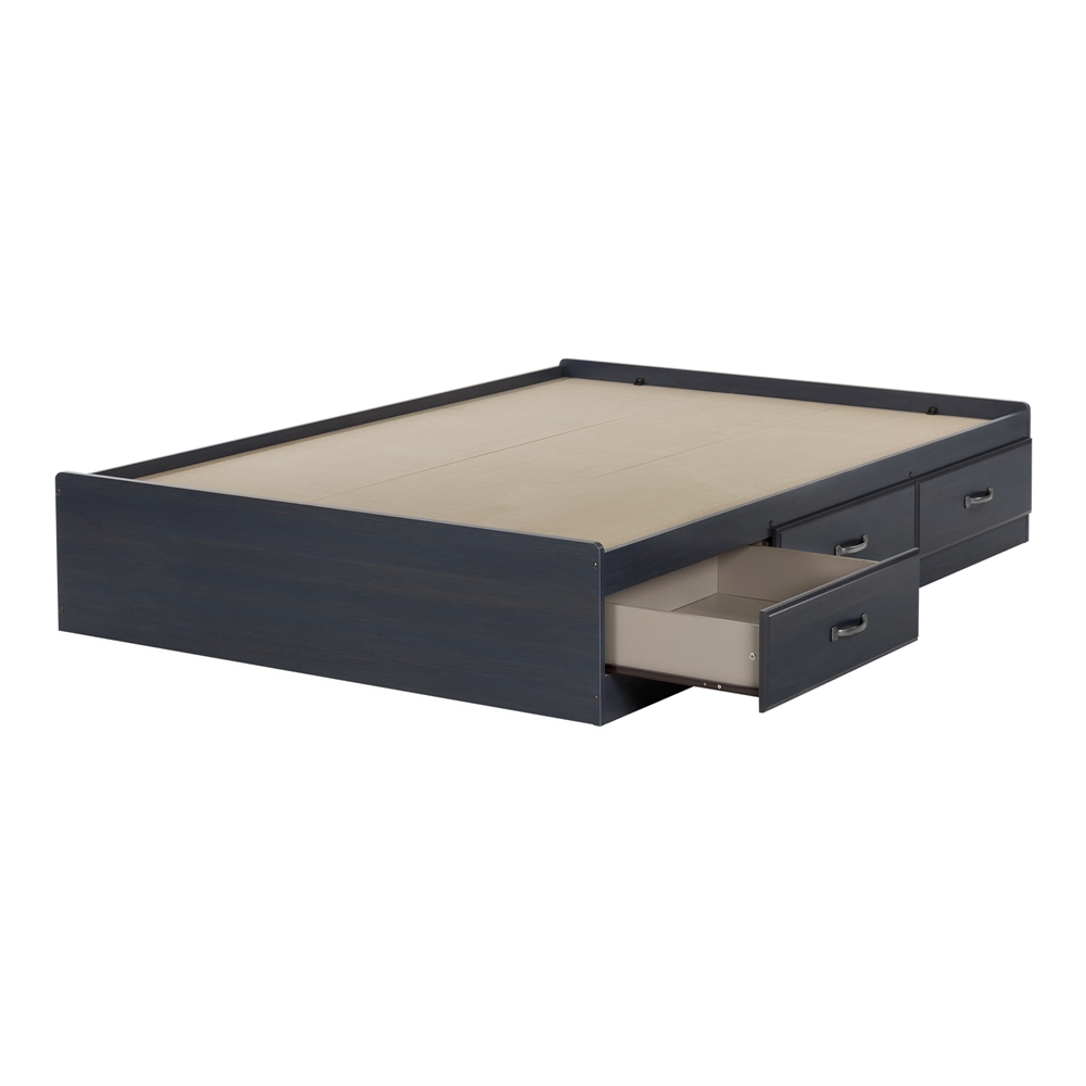 South Shore Ulysses Full Mates Bed (54'') with 3 Drawers, Blueberry. Picture 1