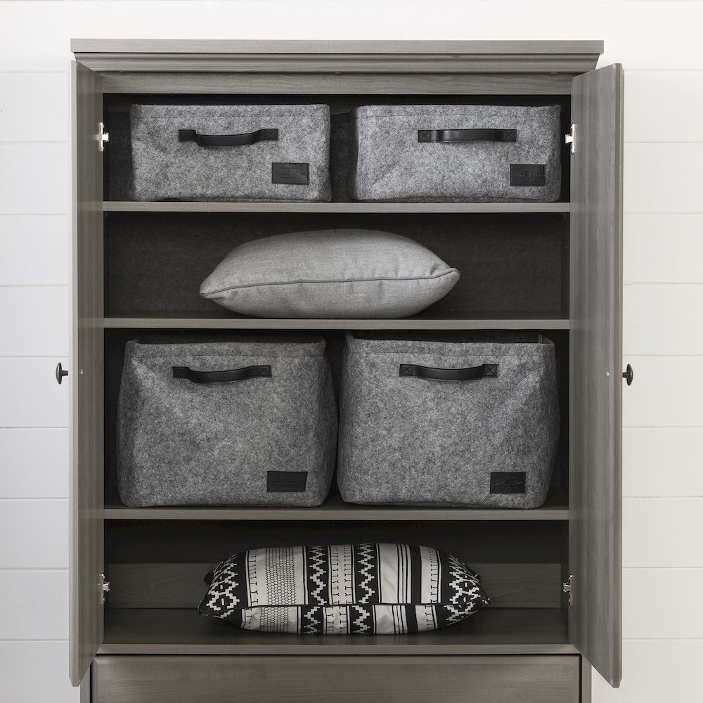 Versa 2-Door Armoire with Drawers, Gray Maple. Picture 3
