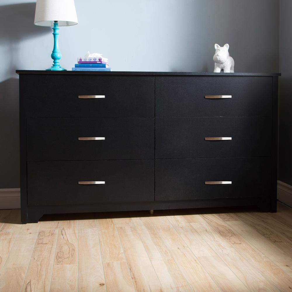 South Shore Fusion 6-Drawer Double Dresser, Pure Black. Picture 2