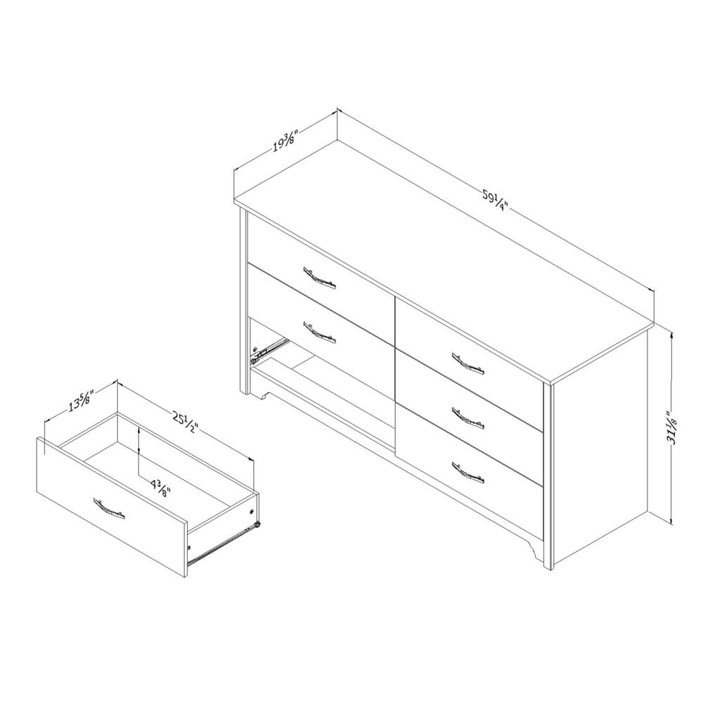South Shore Fusion 6-Drawer Double Dresser, Pure Black. Picture 3
