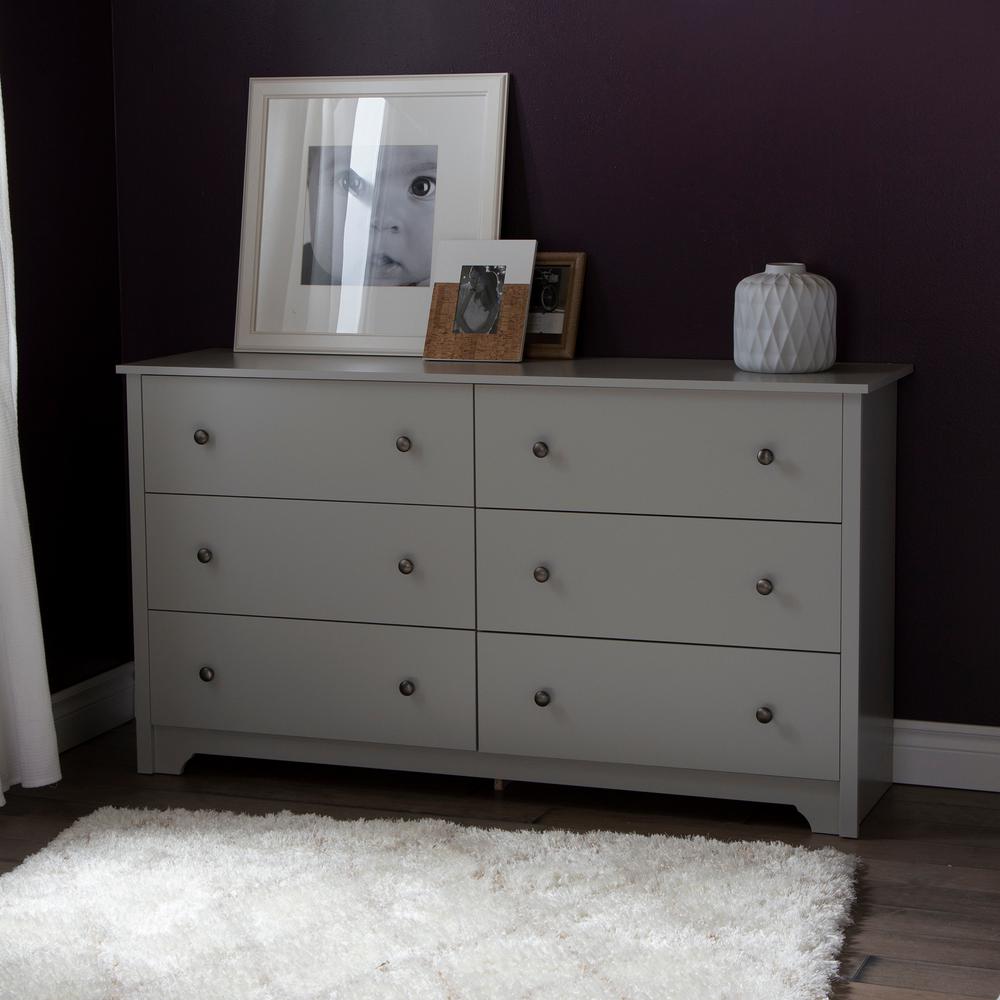 South Shore Vito 6-Drawer Double Dresser, Soft Gray. Picture 1