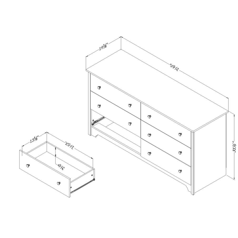 South Shore Vito 6-Drawer Double Dresser, Soft Gray. Picture 4