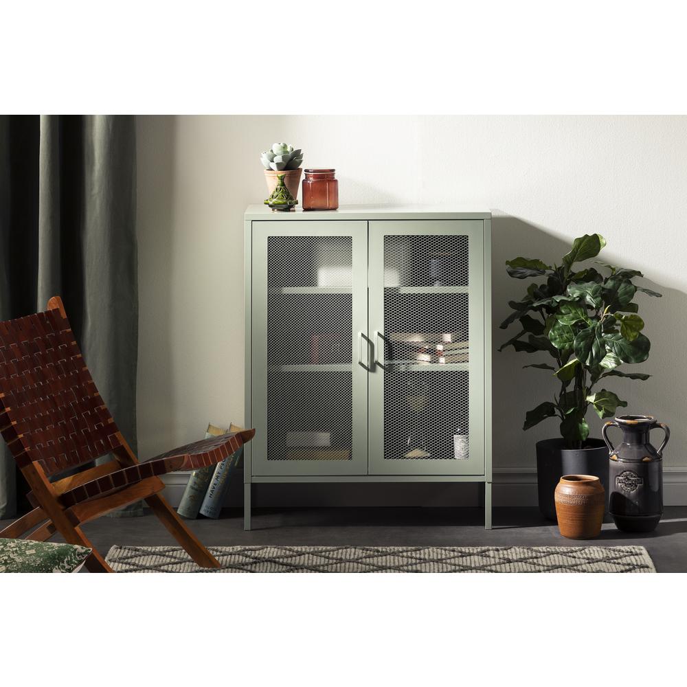 Crea Metal Mesh 2-Door Accent Cabinet, Sage Green. Picture 2