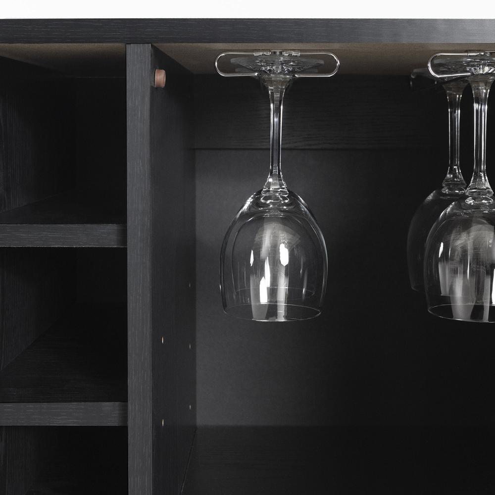 Vietti Bar Cabinet with Bottle and Glass Storage, Black Oak. Picture 7