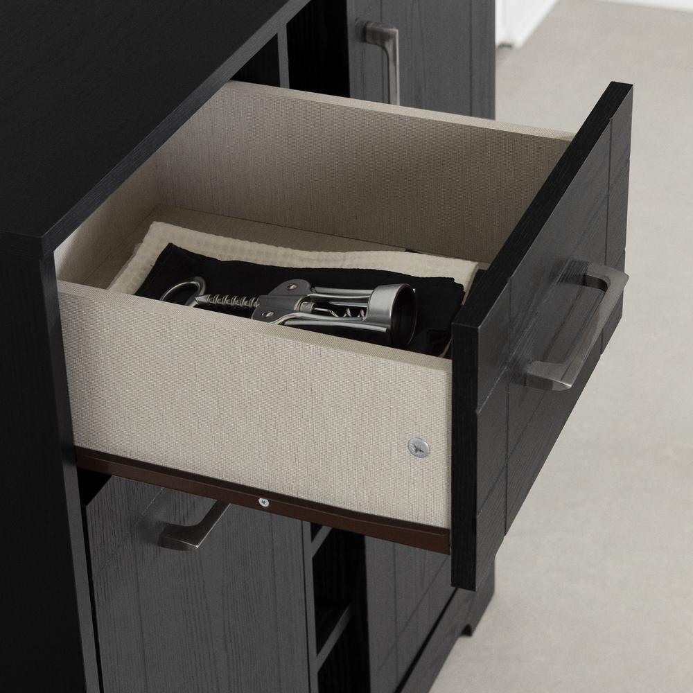 Vietti Bar Cabinet with Bottle and Glass Storage, Black Oak. Picture 8