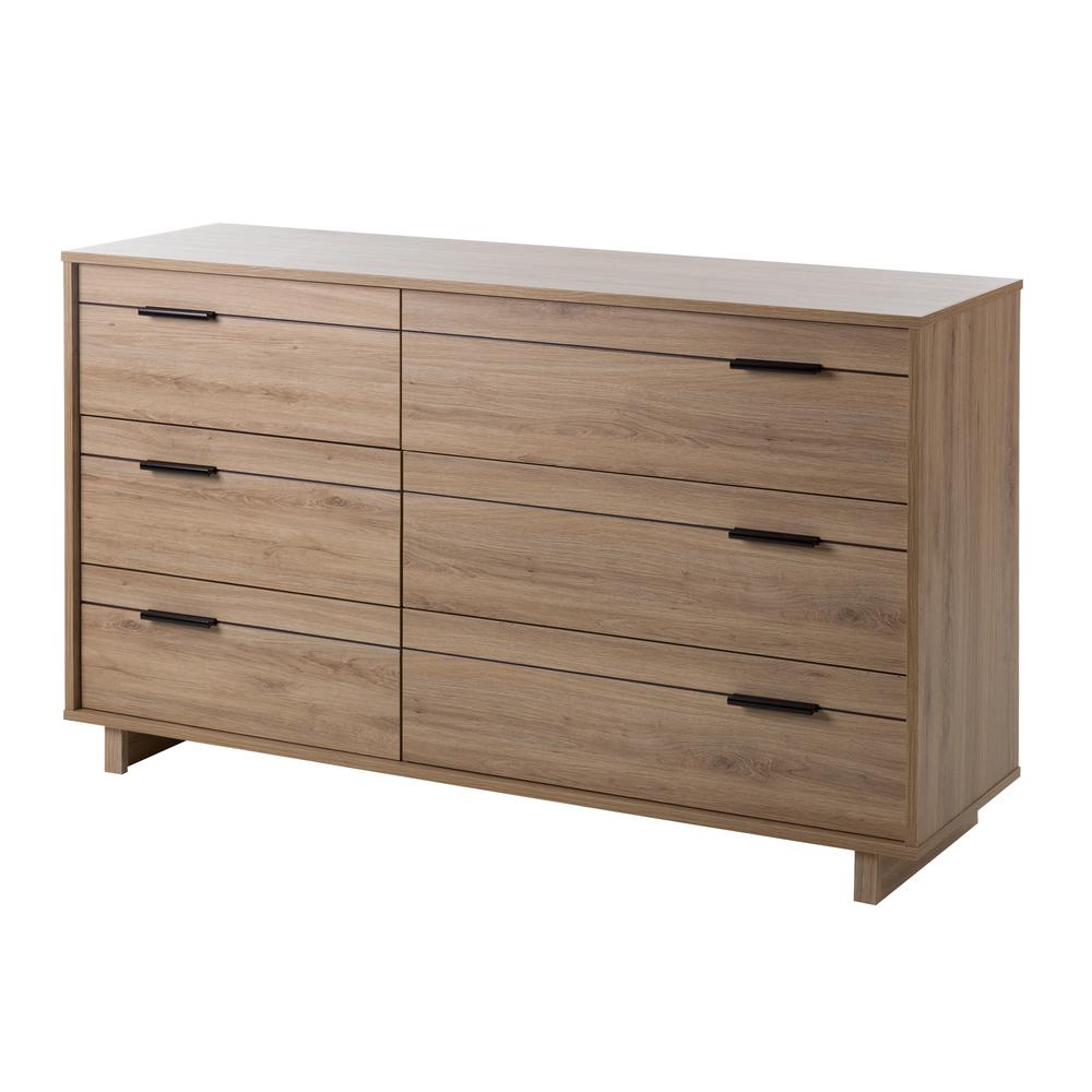 South Shore Fynn 6-Drawer Double Dresser, Rustic Oak. Picture 2