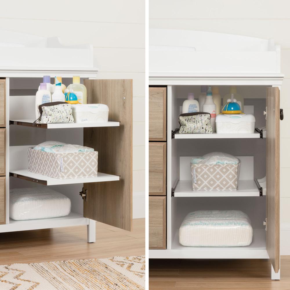 Catimini Changing Table with Station, Pure White and Rustic Oak. Picture 2