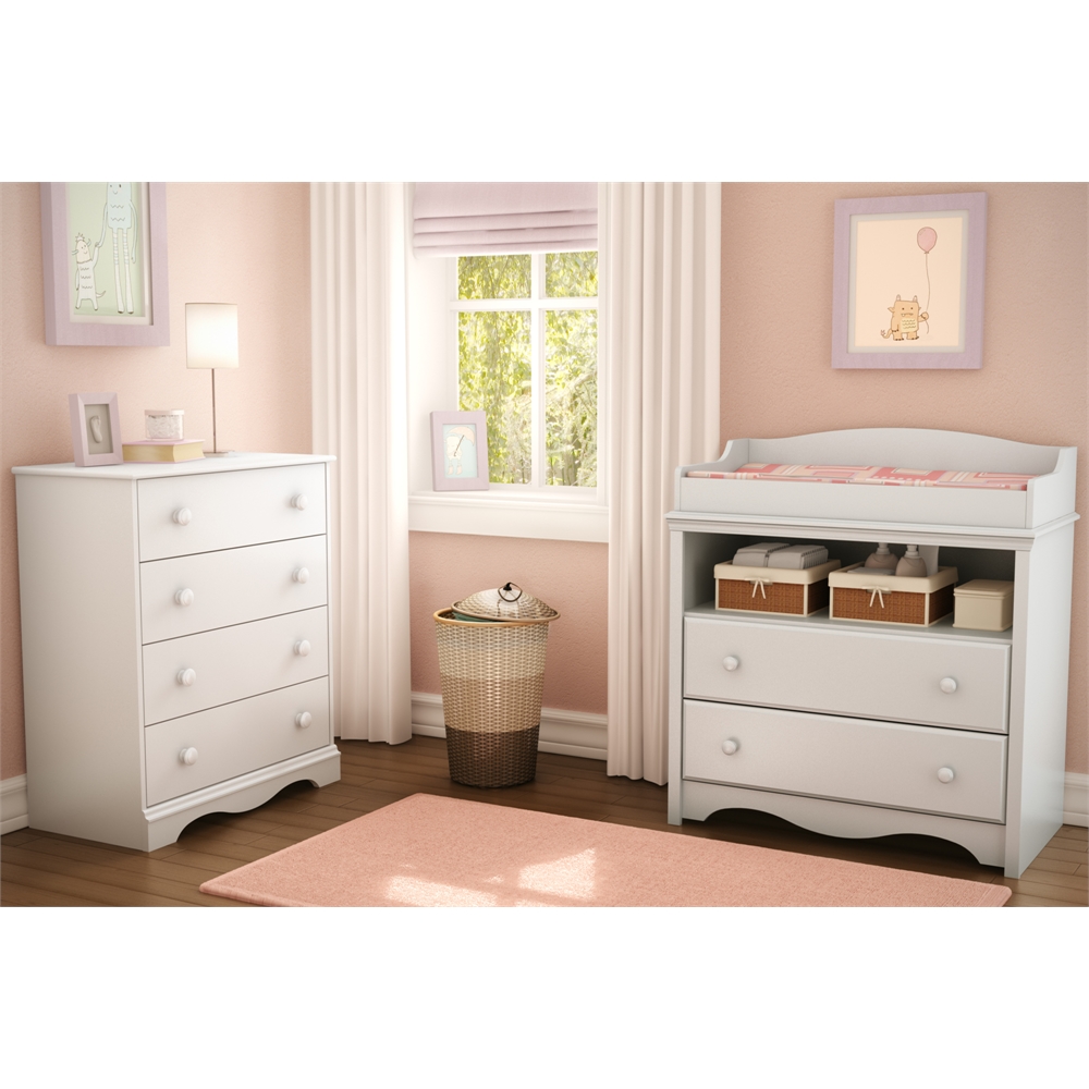 South Shore Angel Changing Table and 4-Drawer Chest Set, Pure White. Picture 2