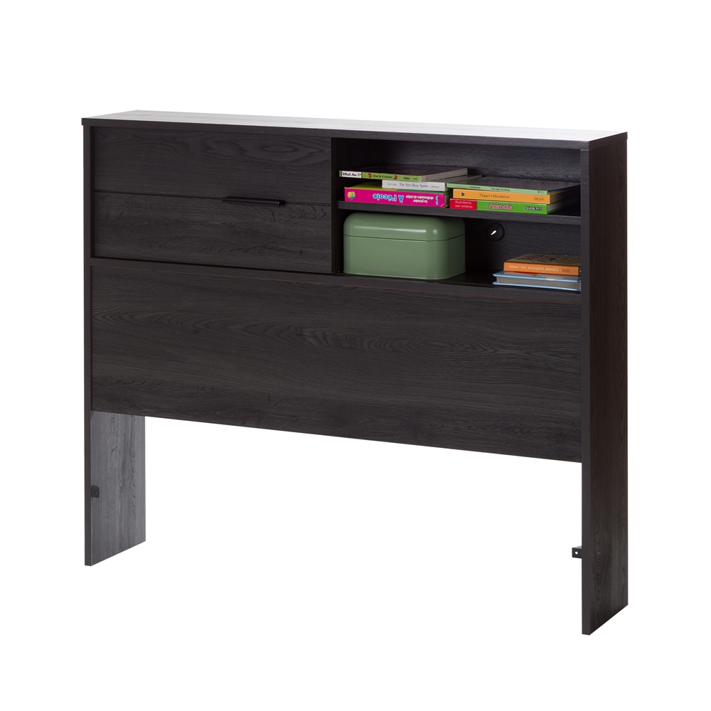 South Shore Fynn Twin Headboard with Storage (39"), Gray Oak. Picture 6