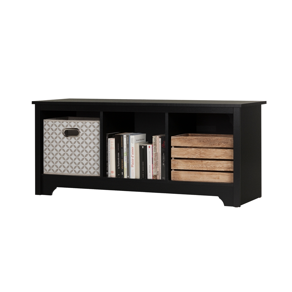 South Shore Vito Cubby Storage Bench, Pure Black. Picture 6