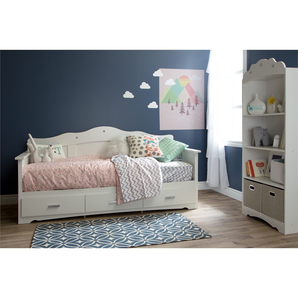 South Shore Tiara Twin Daybed with Storage (39"), Pure White. Picture 3