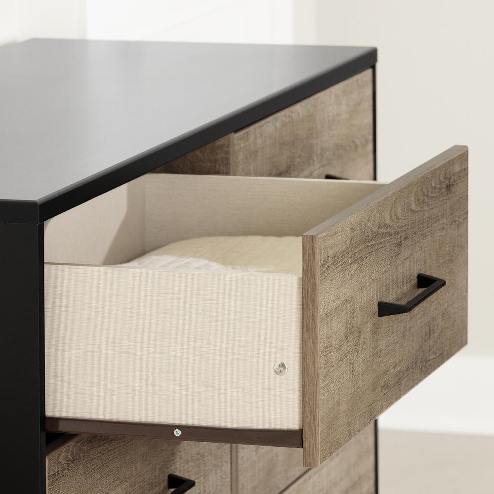 Arlen 6-Drawer Double Dresser, Weathered Oak and Matte Black. Picture 3