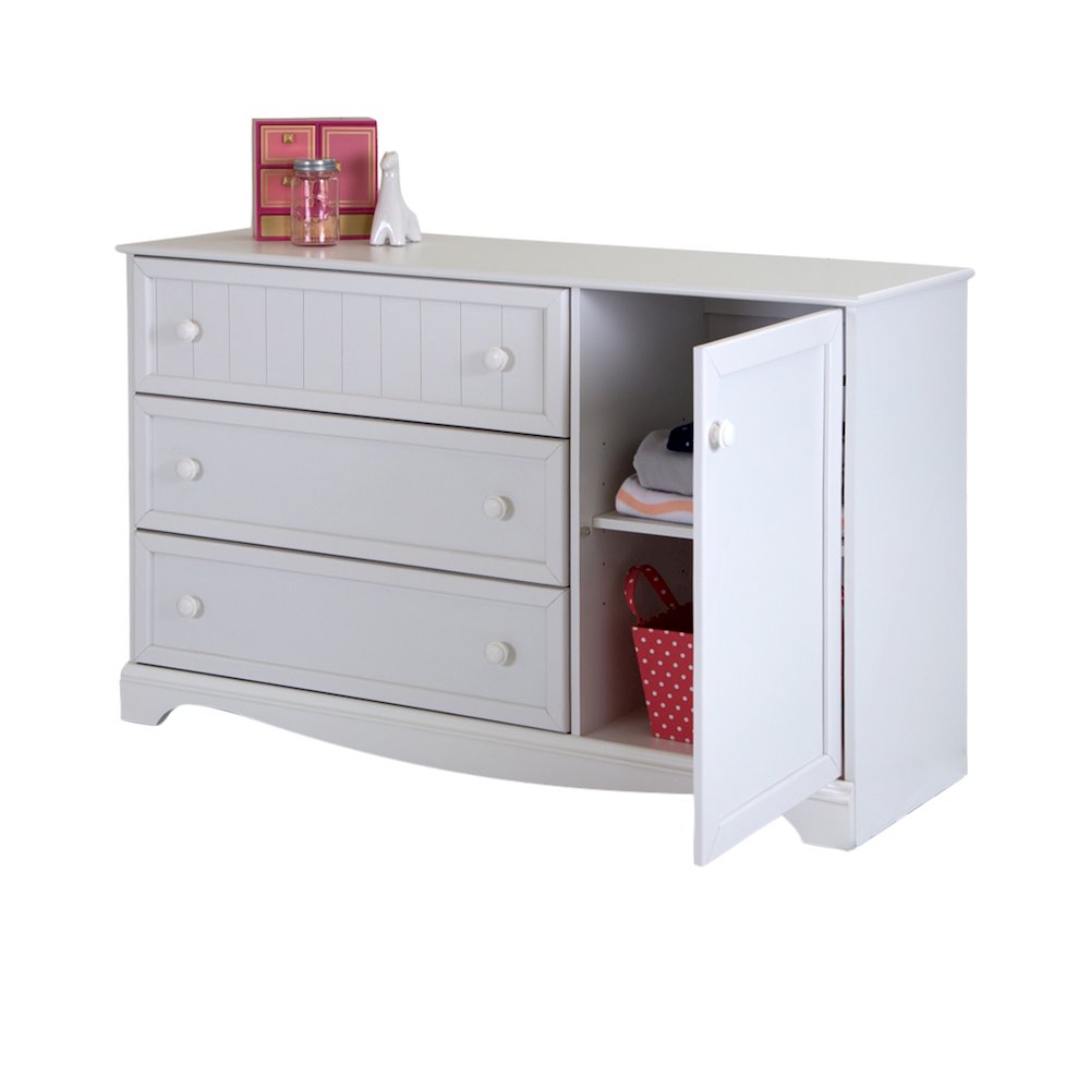 South Shore Savannah 3-Drawer Dresser with Door, Pure White. Picture 5