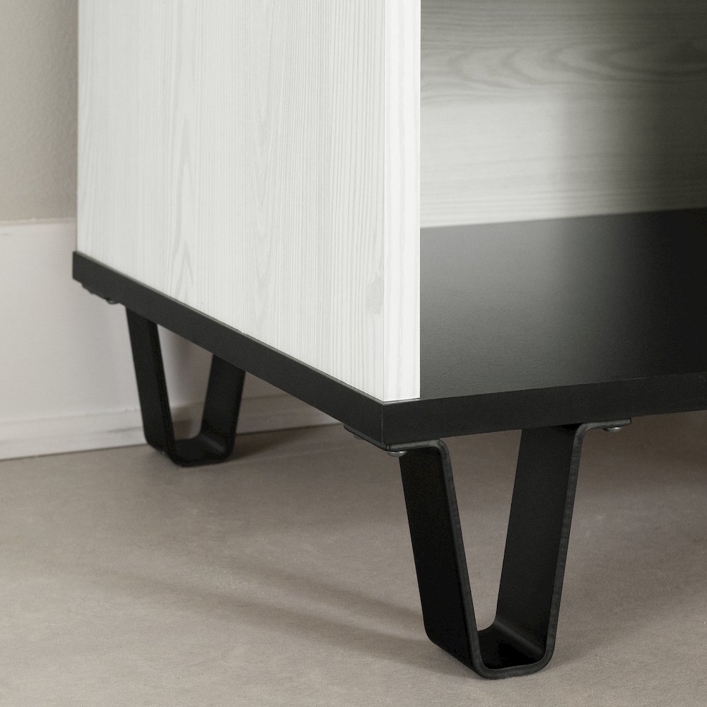 Arlen 1-Drawer Nightstand, White Pine and Black Matte. Picture 4