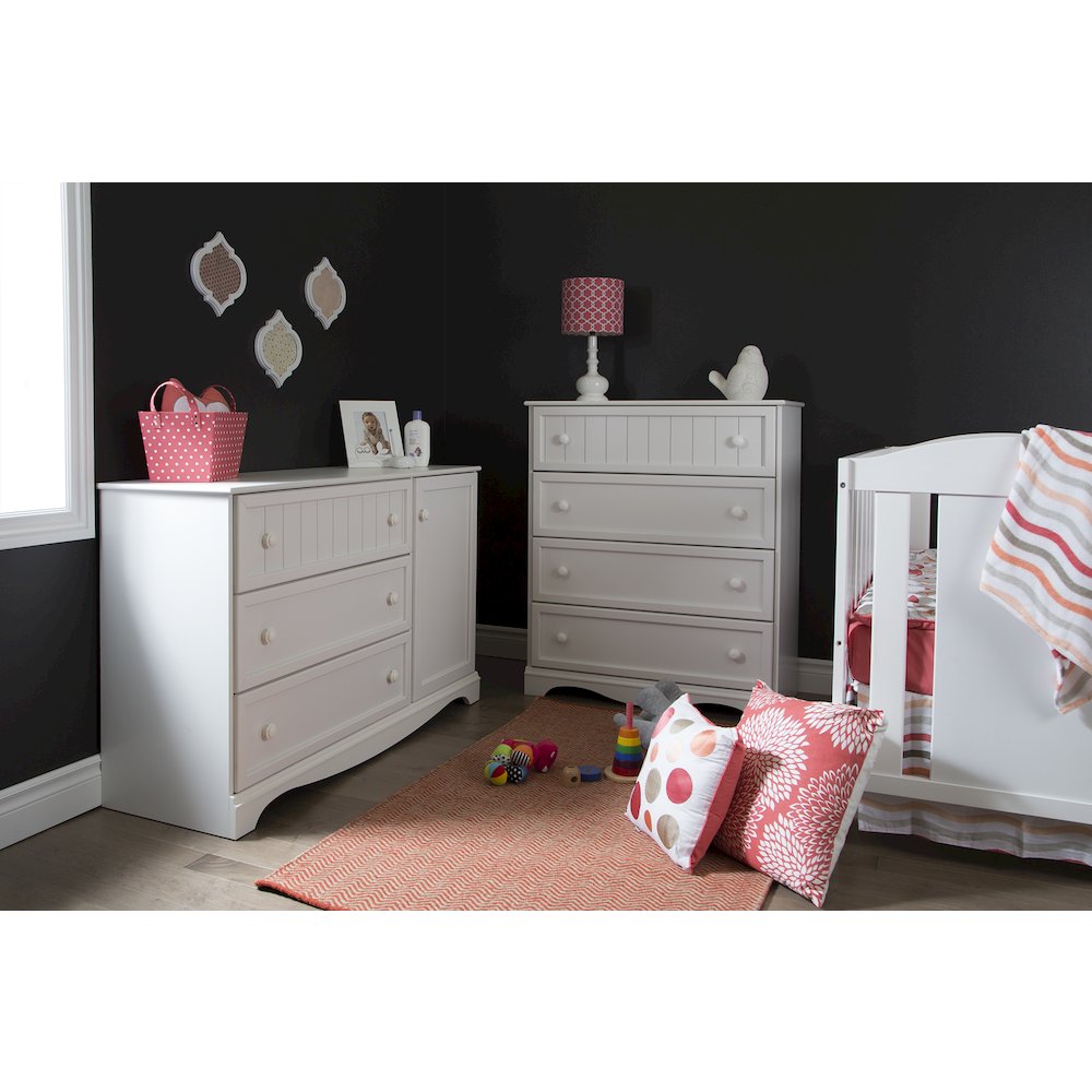 South Shore Savannah 3-Drawer Dresser with Door, Pure White. Picture 2
