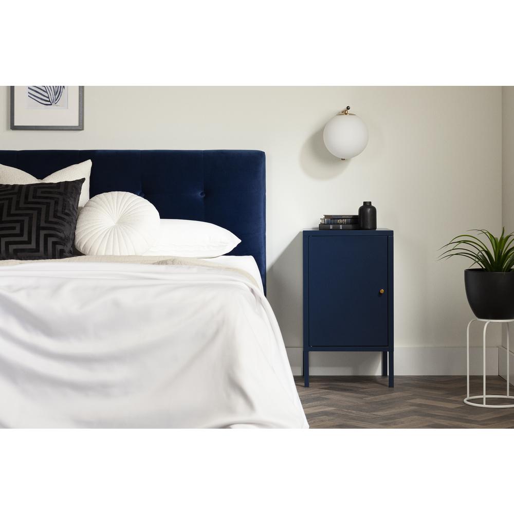 Kodali Metal 1-Door Nightstand, Dark Blue. Picture 2