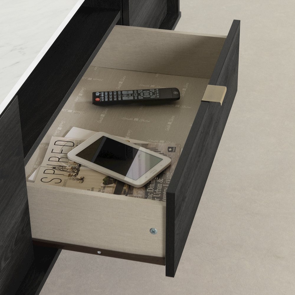 Hype TV Stand, Gray Oak and Faux Carrara Marble. Picture 4