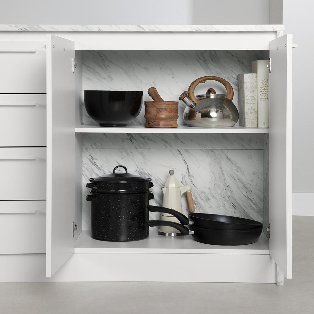 Myro Kitchen Island, Faux White Marble and White. Picture 4