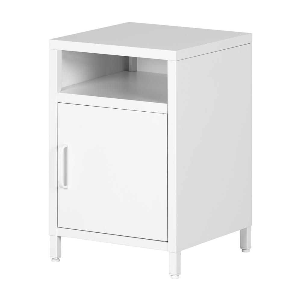 Sweedi Metal 1-Door Nightstand, White. Picture 1