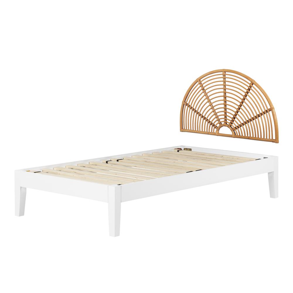 Bloom Bed and Headboard Set, White and Natural. Picture 1