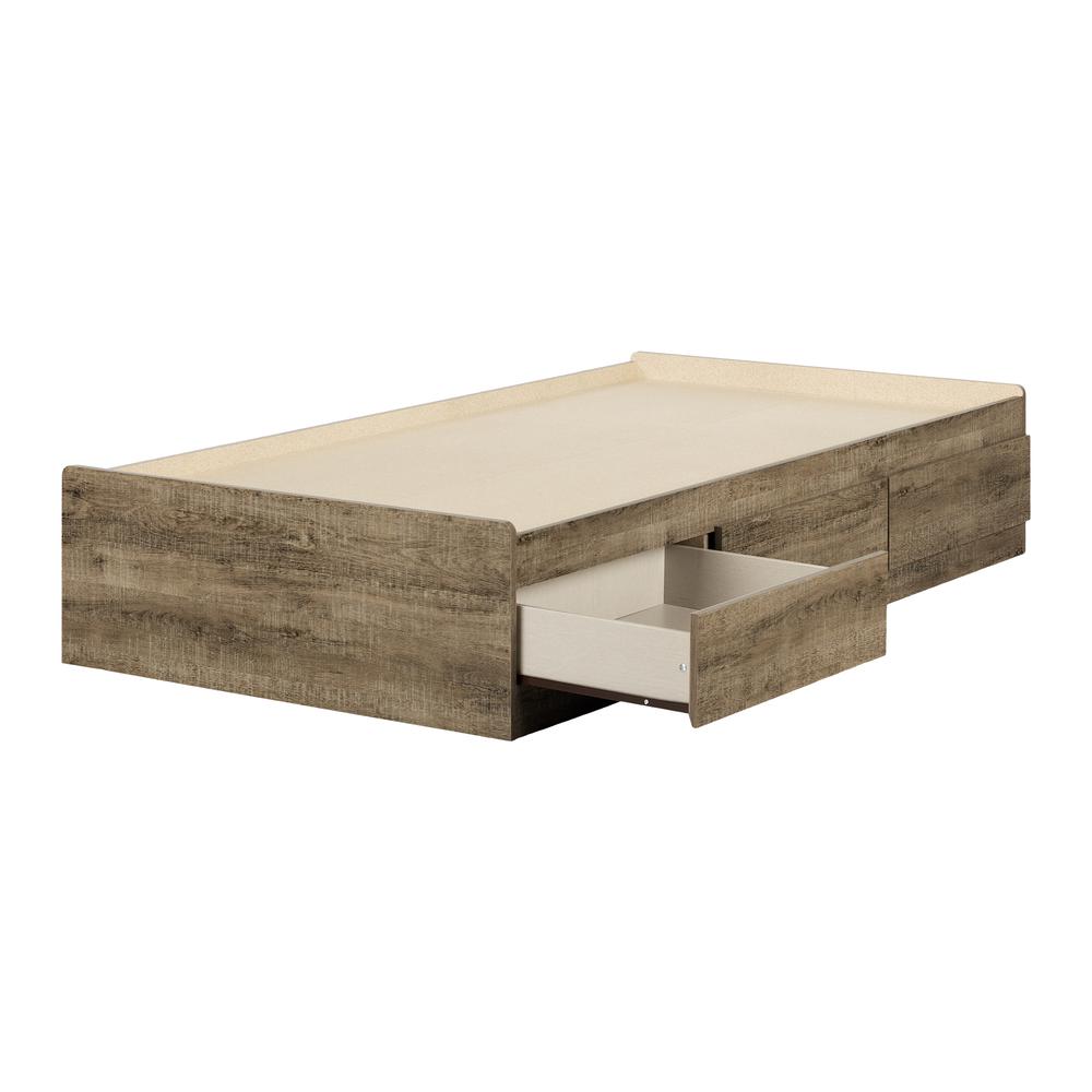 Arlen Mates Bed with 3 Drawers, Weathered Oak. Picture 1
