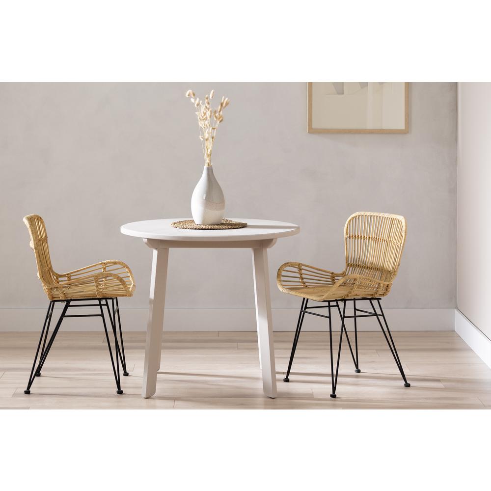 Balka Rattan Dining Chair with Armrests, Set of 2, Rattan and Black. Picture 2