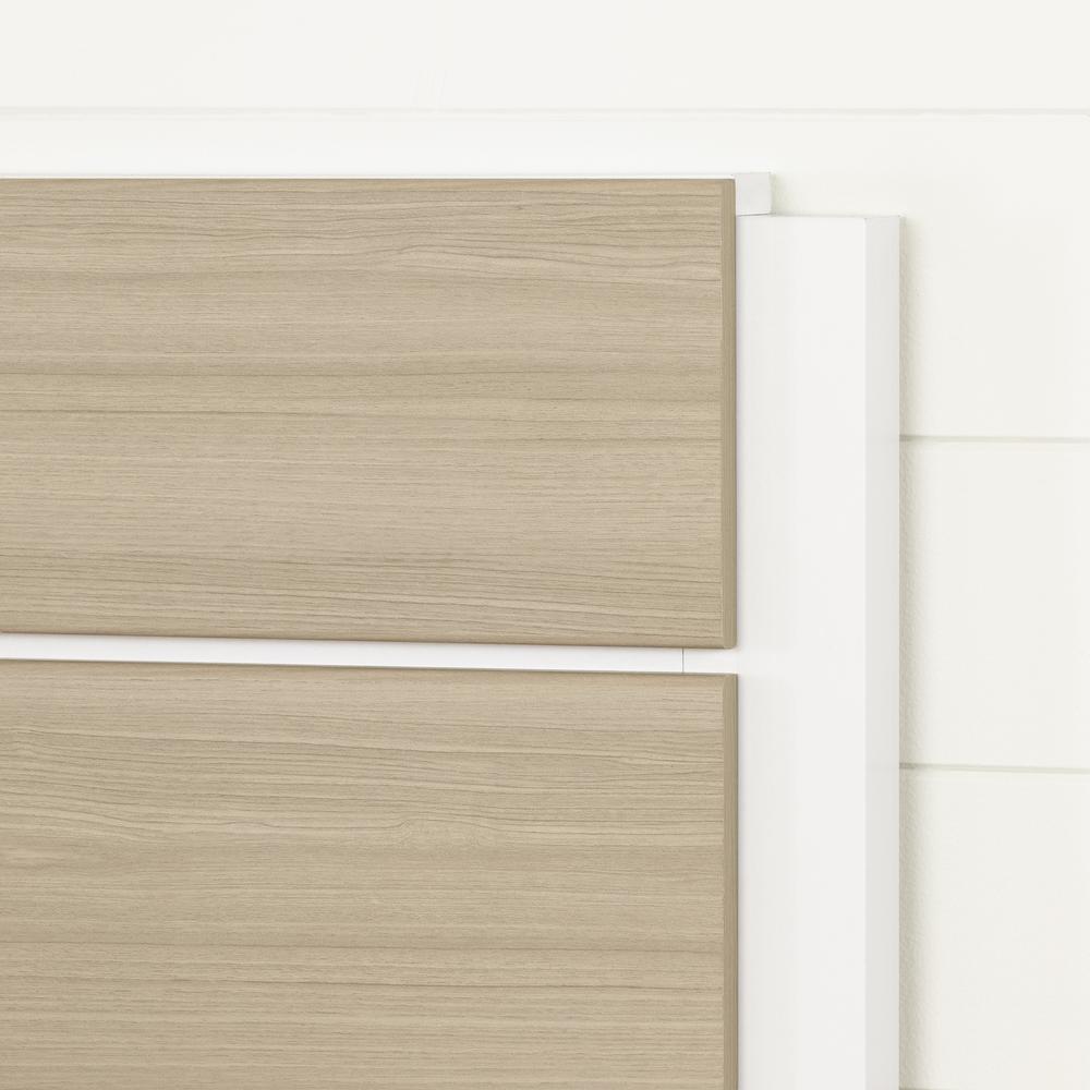 Munich Platform Bed with Headboard, White and Soft Elm. Picture 2