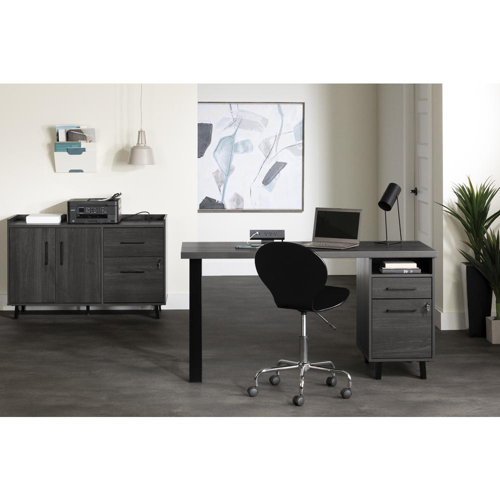 Kozack 2-Drawer Credenza with Doors, Gray Oak. Picture 2